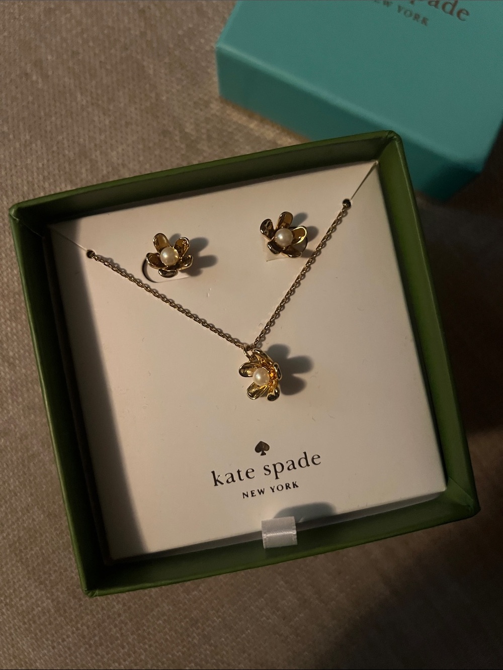 kate spade Gold Flower Necklace and Stud Earring Set